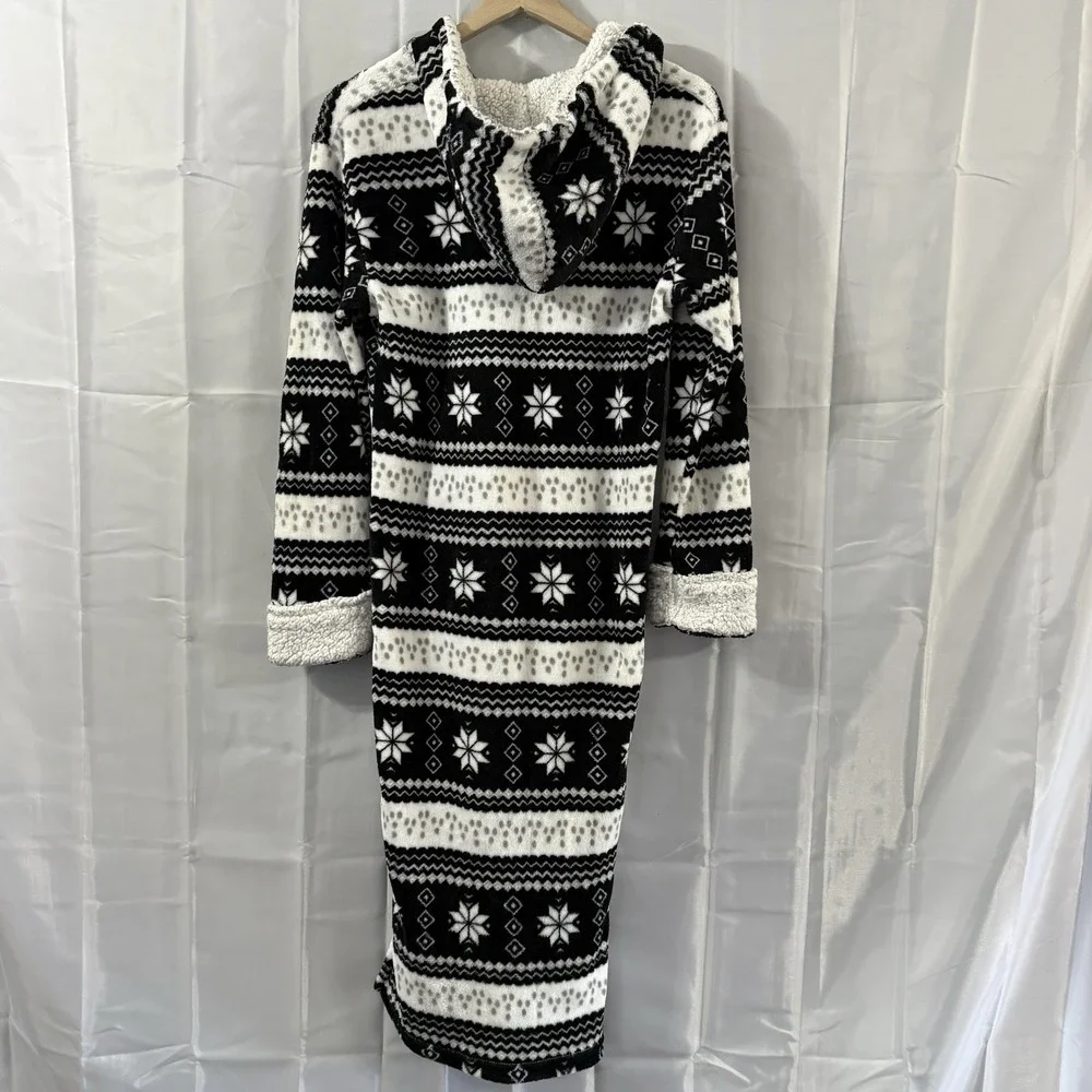 Trail Crest Outdoorsmen‎ Womens S/M Fleece Robe Nightgown Fair Isle Hooded Warm